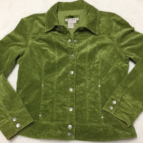 Ami Green Corduroy Jacket Large Snap 